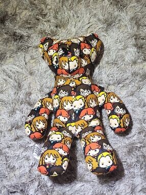 Plush Bear with Colorful Cartoon Face Pattern - Orange, Yellow, Black